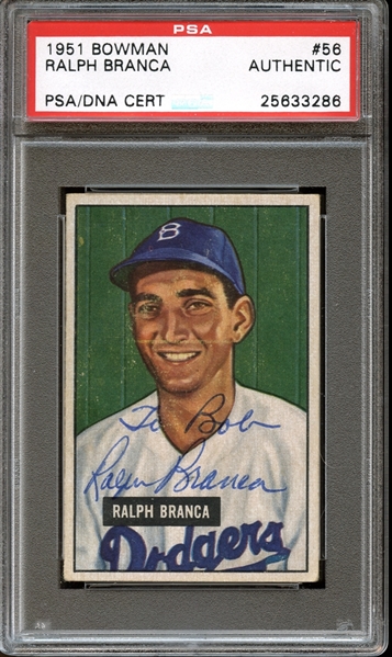 1951 Bowman #56 Ralph Branca Autographed PSA/DNA AUTHENTIC