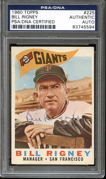 1960 Topps #225 Bill Rigney Autographed PSA/DNA AUTHENTIC