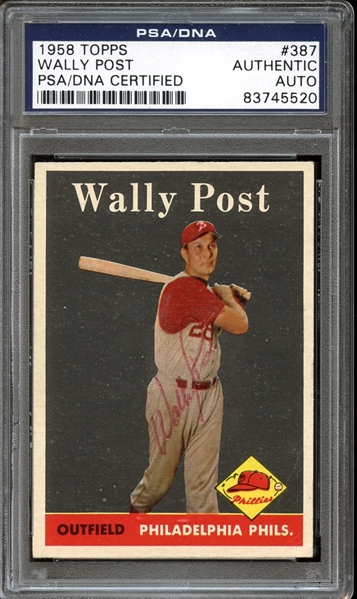 1958 Topps #387 Wally Post Autographed PSA/DNA AUTHENTIC