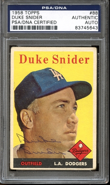 1958 Topps #88 Duke Snider Autographed PSA/DNA AUTHENTIC