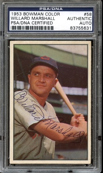 1953 Bowman Color #58 Willard Marshall Autographed PSA/DNA AUTHENTIC