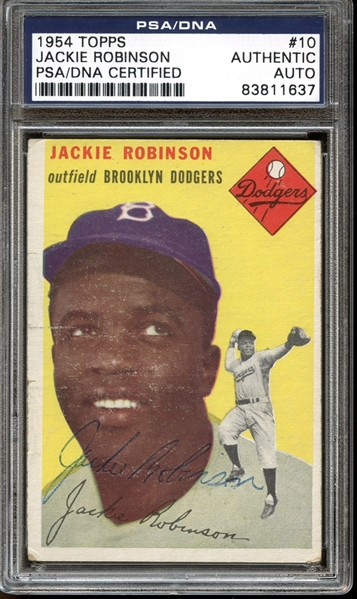 1954 Topps #10 Jackie Robinson Autographed PSA/DNA AUTHENTIC