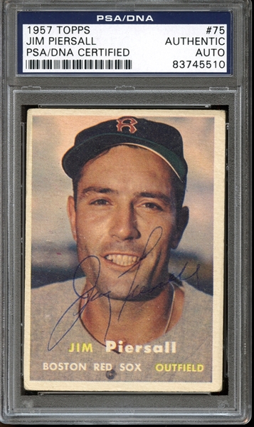 1957 Topps #75 Jim Piersall Autographed PSA/DNA AUTHENTIC