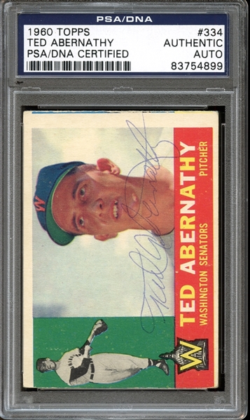1960 Topps #334 Ted Abernathy Autographed PSA/DNA AUTHENTIC