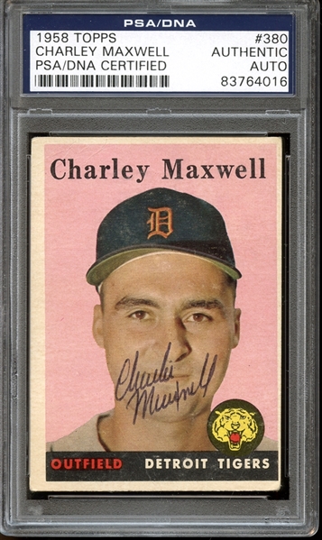 1958 Topps #380 Charlie Maxwell Autographed PSA/DNA AUTHENTIC
