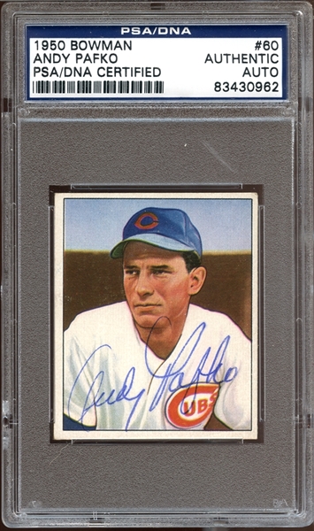 1950 Bowman #60 Andy Pafko Autographed PSA/DNA AUTHENTIC