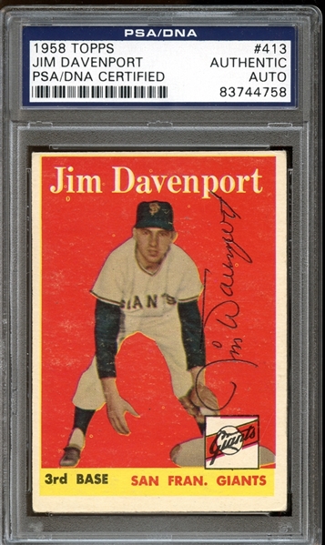 1958 Topps #413 Jim Davenport Autographed PSA/DNA AUTHENTIC