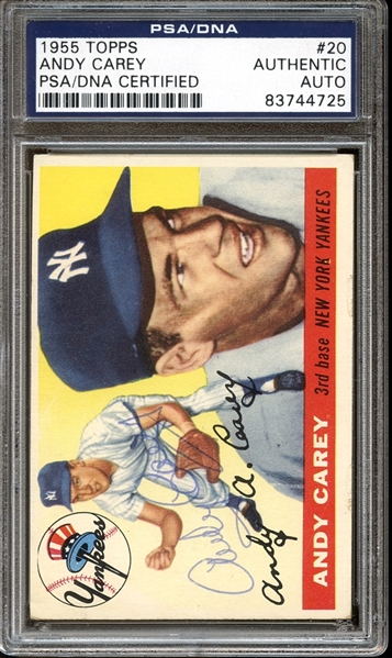 1955 Topps #20 Andy Carey Autographed PSA/DNA AUTHENTIC