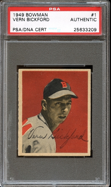 1949 Bowman #1 Vern Bickford Autographed PSA/DNA AUTHENTIC