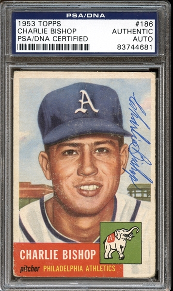 1953 Topps #186 Charlie Bishop Autographed PSA/DNA AUTHENTIC