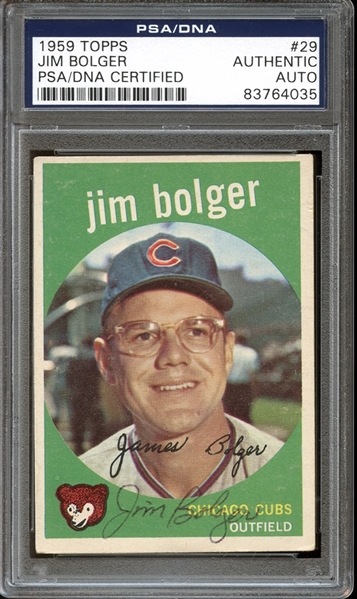 1959 Topps #29 Jim Bolger Autographed PSA/DNA AUTHENTIC