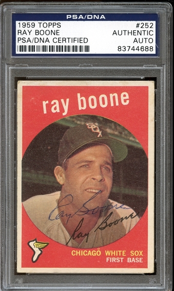 1959 Topps #252 Ray Boone Autographed PSA/DNA AUTHENTIC