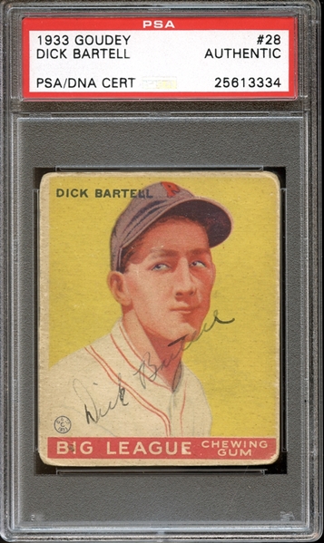 1933 Goudey #28 Dick Bartell Autographed PSA/DNA AUTHENTIC