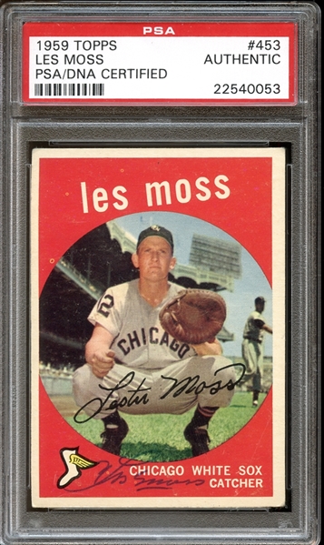 1959 Topps #453 Les Moss Autographed PSA/DNA AUTHENTIC