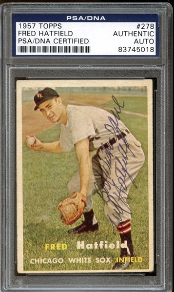 1957 Topps #278 Fred Hatfield Autographed PSA/DNA AUTHENTIC