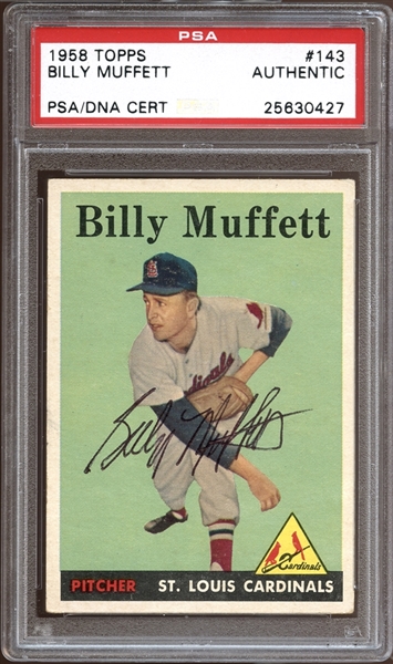 1958 Topps #143 Billy Muffett Autographed PSA/DNA AUTHENTIC
