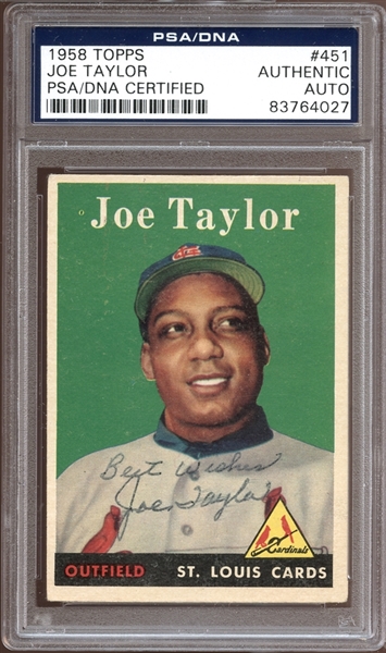 1958 Topps #451 Joe Taylor Autographed PSA/DNA AUTHENTIC