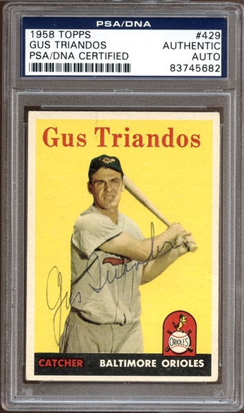 1958 Topps #429 Gus Triandos Autographed PSA/DNA AUTHENTIC