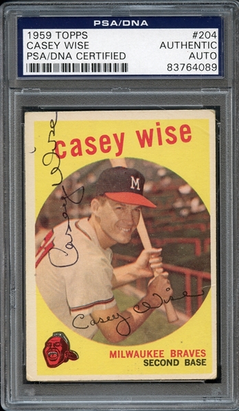 1959 Topps  #204 Casey Wise PSA/DNA AUTHENTIC