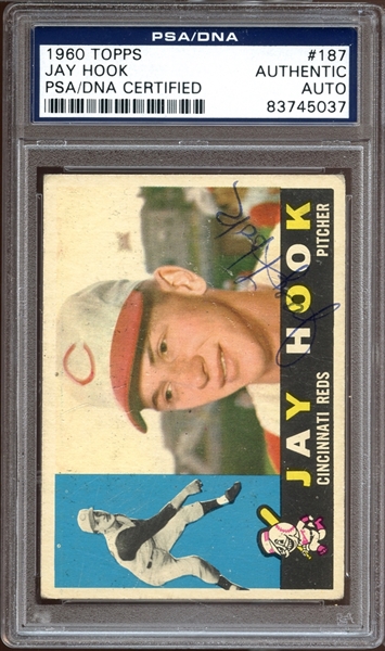 1960 Topps #187 Jay Hook Autographed PSA/DNA AUTHENTIC