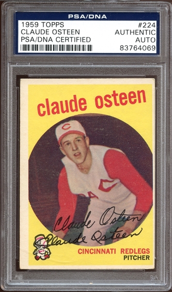 1959 Topps #224 Claude Osteen Autographed PSA/DNA AUTHENTIC