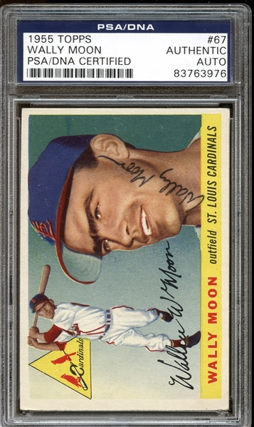 1955 Topps #67 Wally Moon Autographed PSA/DNA AUTHENTIC