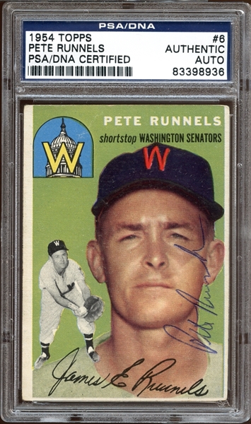 1954 Topps #6 Pete Runnels Autographed PSA/DNA AUTHENTIC