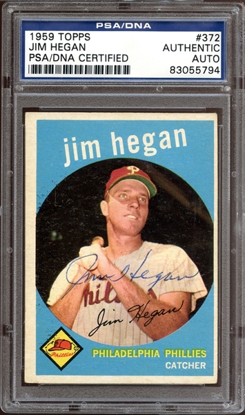 1959 Topps #372 Jim Hegan Autographed PSA/DNA AUTHENTIC