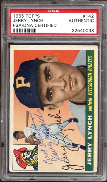 1955 Topps #142 Jerry Lynch Autographed PSA/DNA AUTHENTIC
