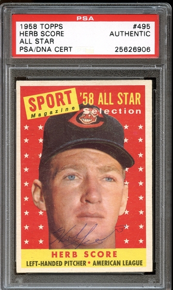 1958 Topps #495 Herb Score All Star Autographed PSA/DNA AUTHENTIC