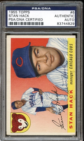 1955 Topps #6 Stan Hack Autographed PSA/DNA AUTHENTIC