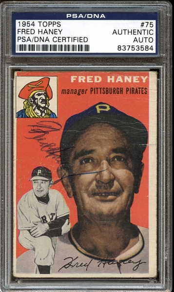1954 Topps #75 Fred Haney Autographed PSA/DNA AUTHENTIC