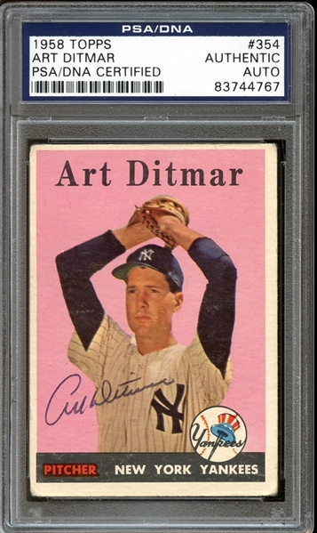 1958 Topps #354 Art Ditmar Autographed PSA/DNA AUTHENTIC