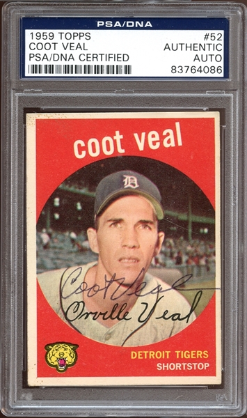 1959 Topps #52 Coot Veal Autographed PSA/DNA AUTHENTIC