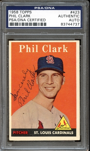 1958 Topps #423 Phil Clark Autographed PSA/DNA AUTHENTIC