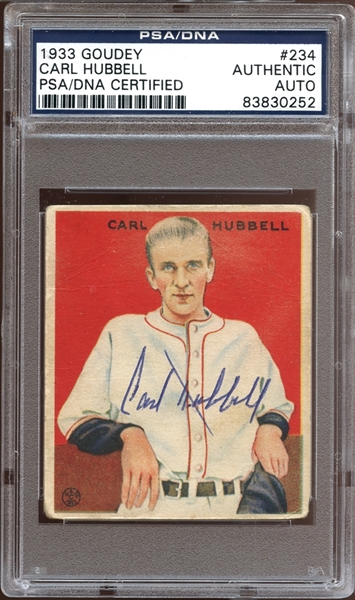 1933 Goudey #234 Carl Hubbell Autographed PSA/DNA AUTHENTIC