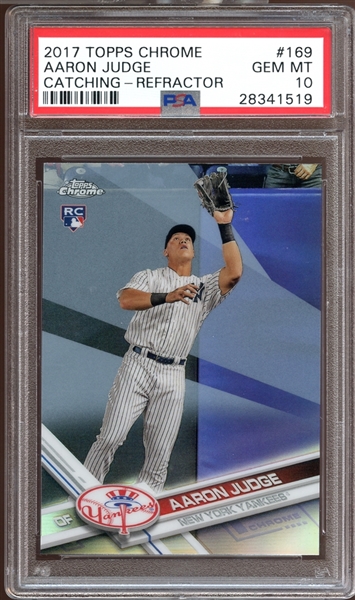 2017 Topps Chrome Refractor #169 Aaron Judge Catching Group of (2) Both PSA 10 GEM MINT