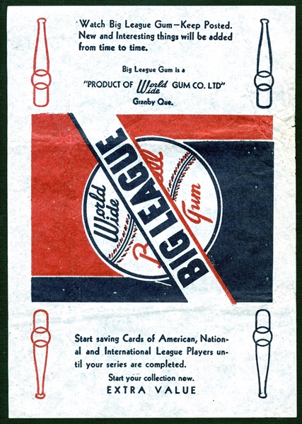 1936 World Wide Gum (Canadian Goudey) V355 Wrapper