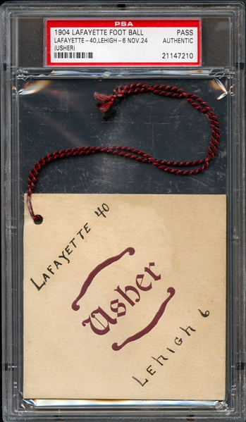 1904 Nov 24 (Usher) Lafayette Football vs Lehigh Pass PSA Authentic