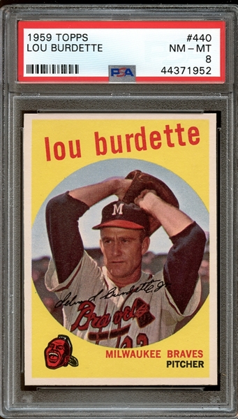 1959 Topps #440 Lou Burdette PSA 8 NM-MT