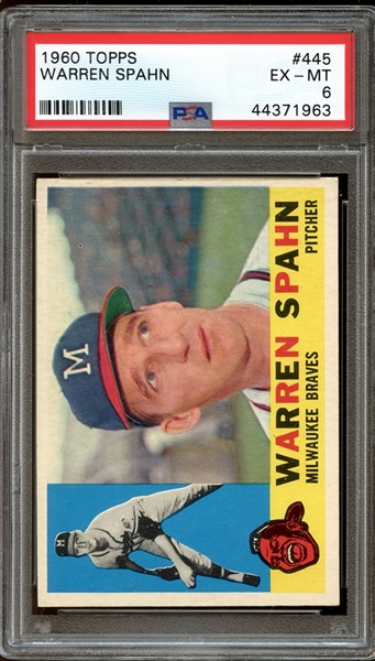1960 Topps #445 Warren Spahn PSA 6 EX/MT