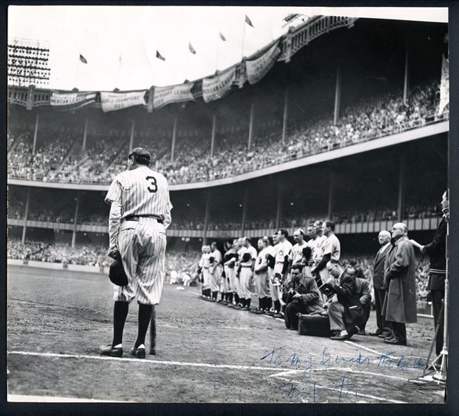 1948 Nat Fein Type I Original Photo "The Babe Bows Out" Signed by Fein PSA/DNA and Nat Fein Estate LOA