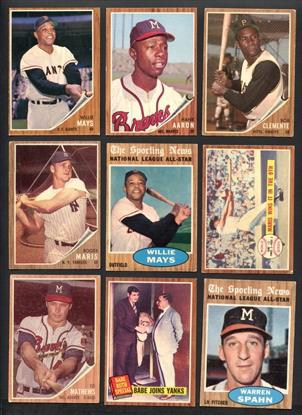 1962 Topps Baseball Group of Nearly (150) with Stars and HOFers 