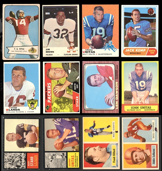 1954-1969 Topps, Bowman, Post, Fleer, and Philadelphia Football Group of Nearly (150) with Stars and HOFers