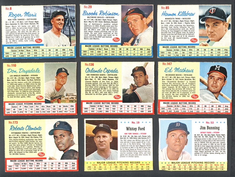 1961-63 Post Cereal & Jello Group of Over (90) Featuring Clemente