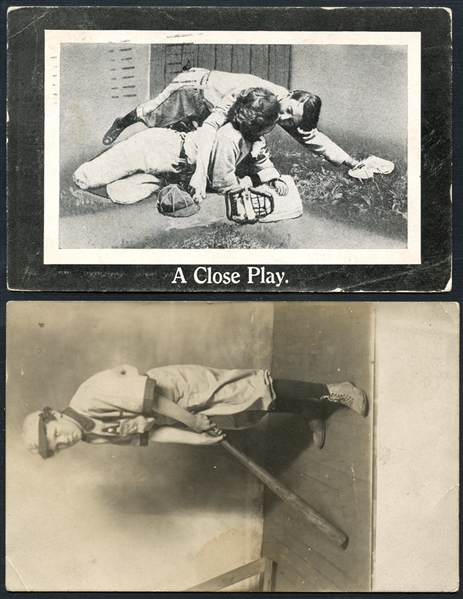 Baseball Themed Group of (2) Vintage Postcards