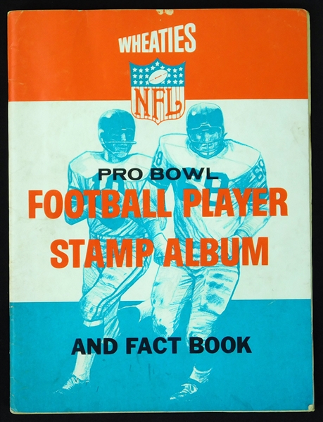 1964 Wheaties NFL Stamp Album with Near Complete Set (59/72) Mounted to Pages