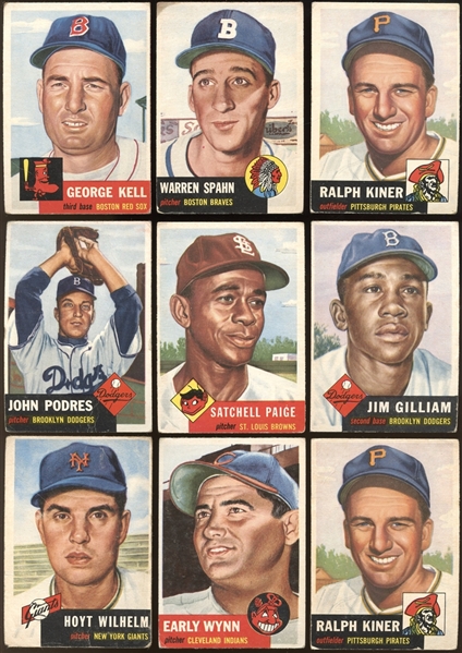 1952-53 Topps Baseball Group of 56 Cards with Paige and Other Hall of Famers
