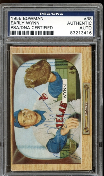 1955 Bowman #38 Early Wynn Autographed PSA/DNA AUTHENTIC
