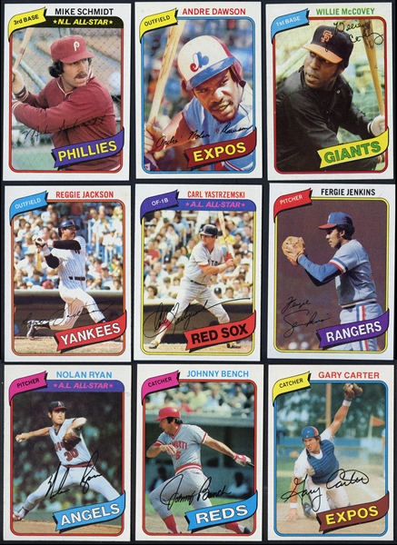1980 Topps Baseball Group of (2) Complete Sets w/ PSA 8 Henderson